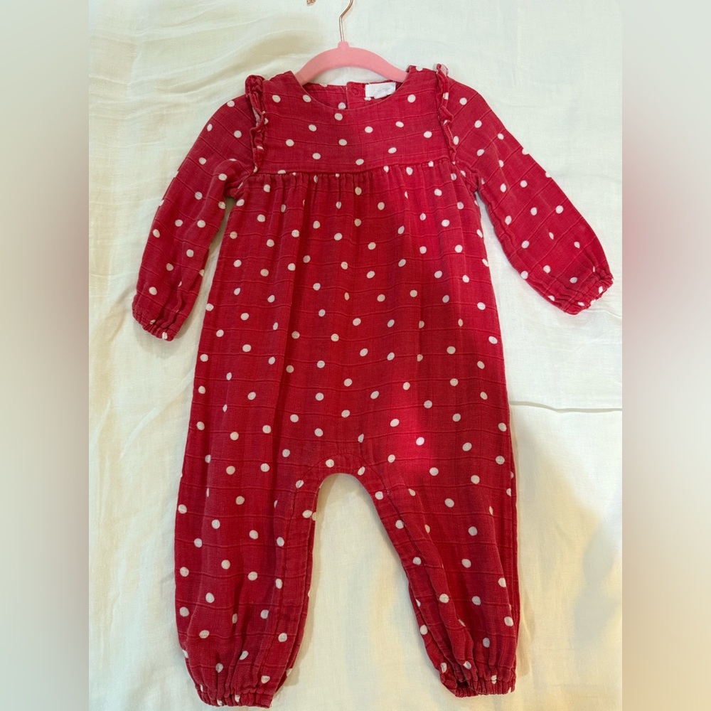 Angel Dear Muslin Red Polka Dot Baby Romper - 12-18mo
